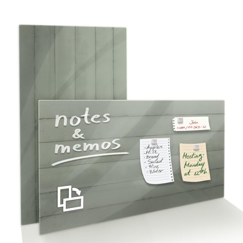 Floordirekt Präsentationsboard - Whiteboard - Magnettafel - Magnetboard lackiert oder Glas - magnetisch & beschreibbar - Schreibtafel Magnetwand Wandtafel (Glasboard Grau 46 x 91 cm) von Floordirekt