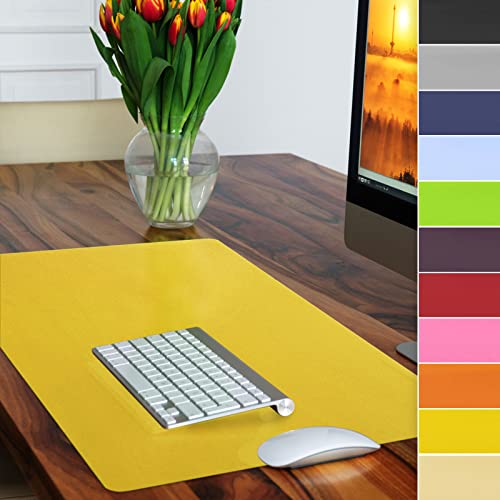 Floordirekt Schreibtischunterlage - Schreibunterlage - Unterlagenmatte - Ideal für Büro & Zuhause - Anti-Rutschbeschichtung - Tischunterlage (Gelb, 65 x 50 cm) von Floordirekt