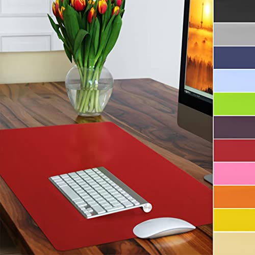 Floordirekt Schreibtischunterlage - Schreibunterlage - Unterlagenmatte - Ideal für Büro & Zuhause - Anti-Rutschbeschichtung - Tischunterlage (Rot, 65 x 50 cm) von Floordirekt