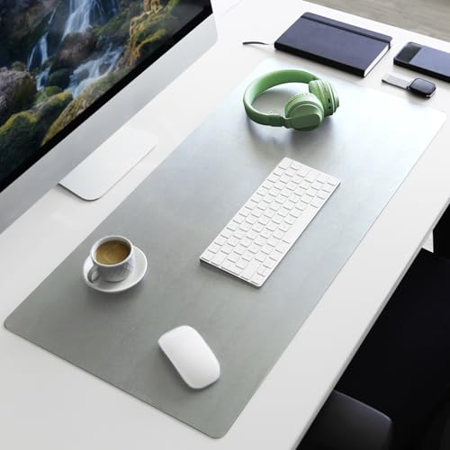 Floordirekt Schreibtischunterlage aus Kunstleder - Schreibtisch Unterlagenmatte, Tischauflage für Büro und Schule, Mousepad Schreibunterlage, Schreibtischmatte Nero (Silbergrau, 120 x 60 cm) von Floordirekt