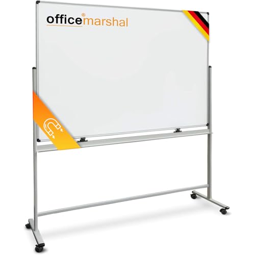 Whiteboard Stanford | Lackiert oder Emailliert | Doppelseitig & drehbar | Magnettafel mit Alurahmen & Stiftablage | Mobil in 5 Größen (120 x 180 cm, Lackiert) von Floordirekt