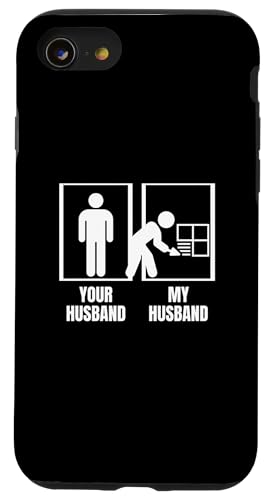 Lustiger Fliesenleger mit Aufschrift "Your Husband My Husband Wife" Hülle für iPhone SE (2020) / 7 / 8 von Flooring Installer And Tile Worker Apparel