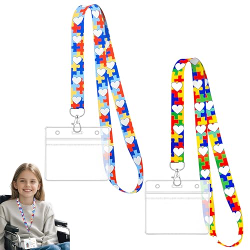 Ausweishülle mit Band, 2-Teilige Einzigartige Helle Farbe Herz Puzzle Kinder Lanyard Kartenhalter für Bus Schule Kreuzfahrtschiff, mit 2-Teiligem Transparentem Kartenhalter Ausweishülle mit Band, 2-Teilige Einzigartige Helle Farbe Herz Puzzle Kinder Lanyard Kartenhalter für Bus Schule Kreuzfahrtschiff, mit 2-Teiligem Transparentem Kartenhalter von FloraMolly
