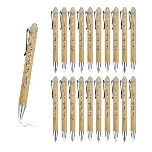 FloraVigo 20 Stück Schön Dass du da Bist exquisite Kugelschreiber aus Holz mit Text, Druckkugelschreiber, geeignet für Hochzeiten, Kommunionen, Geburtstage, Abschiede und andere Anlässe (20) von FloraVigo