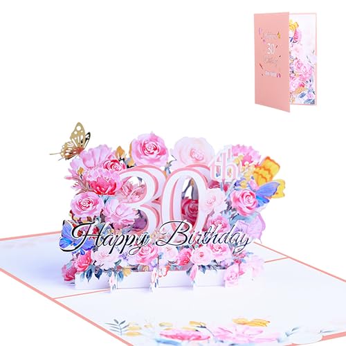 FloraVigo Geburtstagskarte, Pop-up-Karte Jahrestag,Blume Pop Up Grußkarten, 3D Pop Up Karte Geburtstag (Geburtstagskarte zum 30. Geburtstag) von FloraVigo