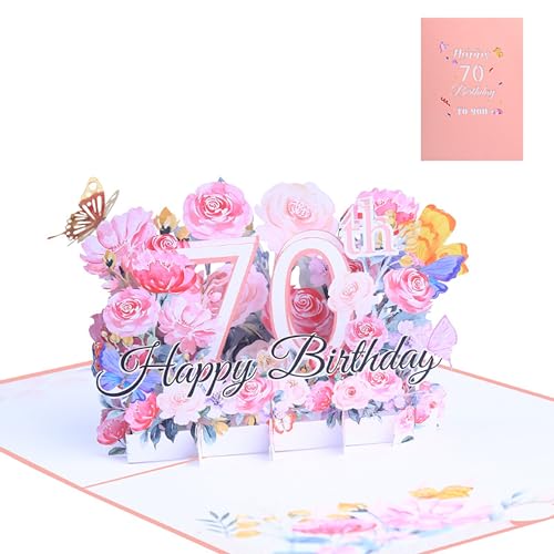FloraVigo Geburtstagskarte, Pop-up-Karte Jahrestag,Blume Pop Up Grußkarten, 3D Pop Up Karte Geburtstag (Geburtstagskarte zum 70. Geburtstag) von FloraVigo