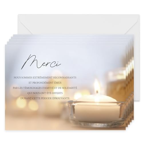 FloraVigo Set mit 25 Karten + 25 weißen Umschlägen – Danksagungskarten Trauer – Trauer – Beileid, Todesfall oder Beerdigung – hochwertiges mattes Papier, Postkartenformat (Kerzen, 25 Stück) von FloraVigo