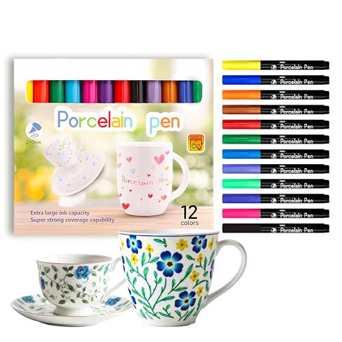 FloraVigo porzellanstifte spülmaschinenfest，12 Farben Geeignet für Zeichnungsmuster und Designkreationen Porzellan. von FloraVigo