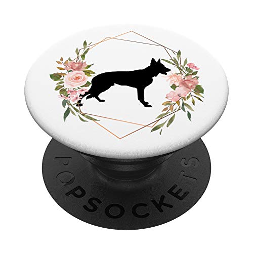 Deutscher Schäferhund GSD Hund Doggo Pet Mom Welpe weiß PopSockets mit austauschbarem PopGrip von Floral Bohemian Pink Rose Flower Gift Women Girls