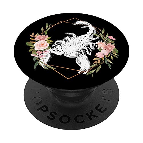 Skorpion Bug Vintage Tier Zeichnung Insekten Biologie schwarz PopSockets mit austauschbarem PopGrip von Floral Bohemian Pink Rose Flower Gift Women Girls