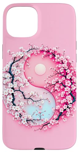 Yin Yang Kirschblüte Sakura Rose Floral Pink Yin und Yang Hülle für iPhone 15 Plus von Floral Botanical Cherry Blossom Sakura Yin Yang