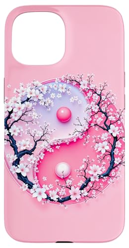 Yin Yang Kirschblüte Sakura Rose Floral Pink Yin und Yang Hülle für iPhone 15 von Floral Botanical Cherry Blossom Sakura Yin Yang