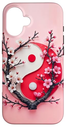 Yin Yang Kirschblüte Sakura Rose Floral Pink Yin und Yang Hülle für iPhone 16 von Floral Botanical Cherry Blossom Sakura Yin Yang