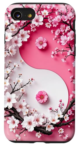 Yin Yang Kirschblüte Sakura Rose Floral Pink Yin und Yang Hülle für iPhone SE (2020) / 7 / 8 von Floral Botanical Cherry Blossom Sakura Yin Yang