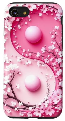 Yin Yang Kirschblüte Sakura Rose Floral Pink Yin und Yang Hülle für iPhone SE (2020) / 7 / 8 von Floral Botanical Cherry Blossom Sakura Yin Yang