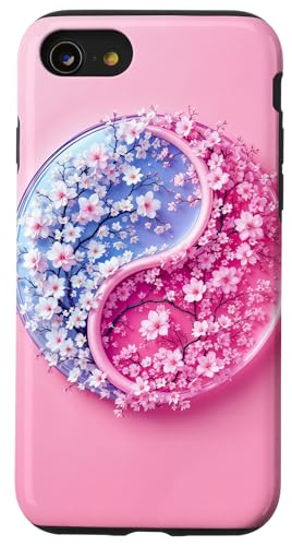 Yin Yang Kirschblüte Sakura Rose Floral Pink Yin und Yang Hülle für iPhone SE (2020) / 7 / 8 von Floral Botanical Cherry Blossom Sakura Yin Yang