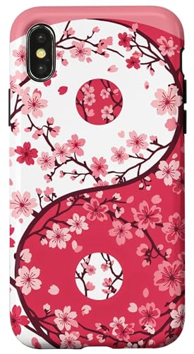 Yin Yang Kirschblüte Sakura Rose Floral Pink Yin und Yang Hülle für iPhone X/XS Yin Yang Kirschblüte Sakura Rose Floral Pink Yin und Yang Hülle für iPhone X/XS von Floral Botanical Cherry Blossom Sakura Yin Yang