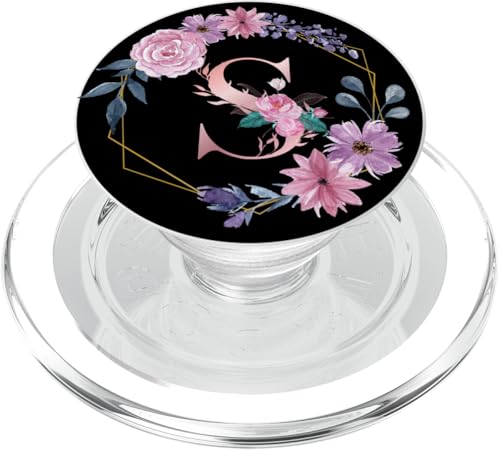 Frauen Floral Großbuchstabe S Girly Personalisiert Initial Buchstabe PopSockets PopGrip für MagSafe von Floral Capital Letter Alphabet Monogram Gift Idea