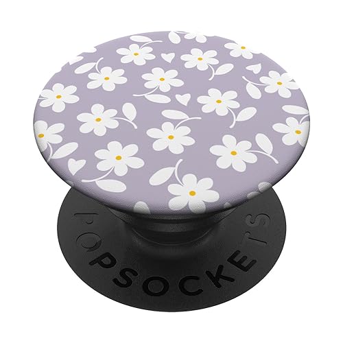 Floral Daisy Flower Designs - Lila Lila – weiße Gänseblümchen-Blumen Herz Blätter PopSockets Klebender PopGrip - Handy-Ständer Floral Daisy Flower Designs - Lila Lila – weiße Gänseblümchen-Blumen Herz Blätter PopSockets Klebender PopGrip - Handy-Ständer von Floral Daisy Flower Designs