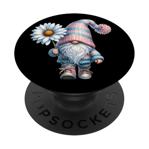 Aesthetic Spring Gnome Dad In Knitted Sweater For Daisy Mom PopSockets Klebender PopGrip von Floral Daisy Flower Gifts With Funny Spring Gnomes