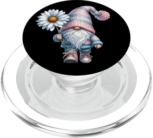 Aesthetic Spring Gnome Dad In Knitted Sweater For Daisy Mom PopSockets PopGrip für MagSafe von Floral Daisy Flower Gifts With Funny Spring Gnomes