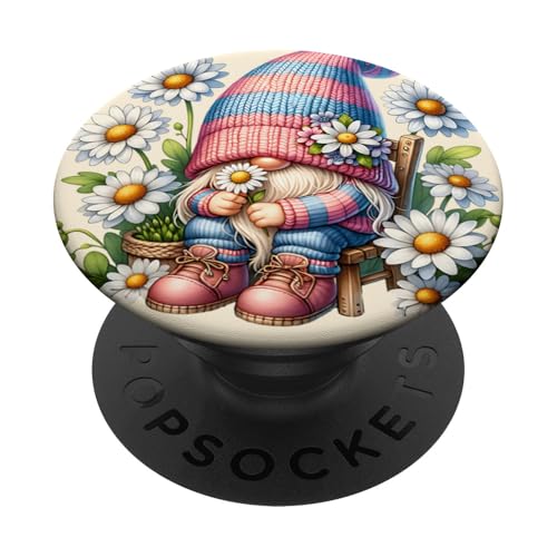 Cute Daisy Flower Accessories For Spring Floral Garden Gnome PopSockets Klebender PopGrip von Floral Daisy Flower Gifts With Funny Spring Gnomes