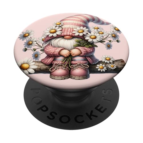 Cute Spring Must Haves For Women & Girls Daisy Flower Gnome PopSockets Klebender PopGrip von Floral Daisy Flower Gifts With Funny Spring Gnomes