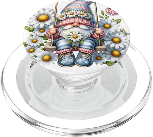 Daisy Flower Garden Gnome Graphic For Women Floral Spring PopSockets PopGrip für MagSafe von Floral Daisy Flower Gifts With Funny Spring Gnomes