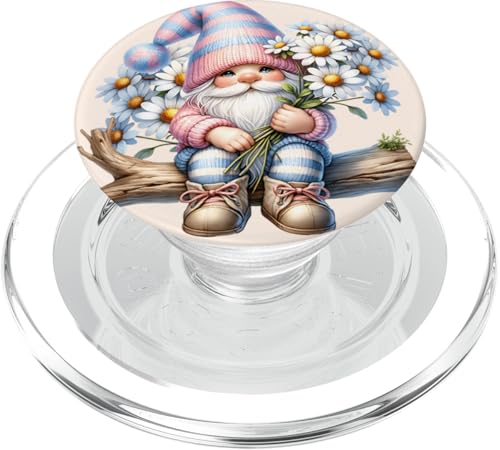 Gardening Gnome For Mom And Daisy Flower Lover Floral Spring PopSockets PopGrip für MagSafe von Floral Daisy Flower Gifts With Funny Spring Gnomes
