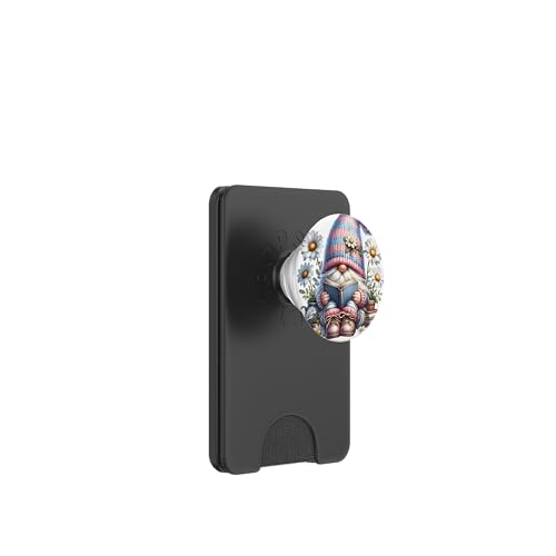 Librarian Gnome Teacher With Cute Daisies Floral Book Lover PopSockets PopWallet für MagSafe von Floral Daisy Flower Gifts With Funny Spring Gnomes