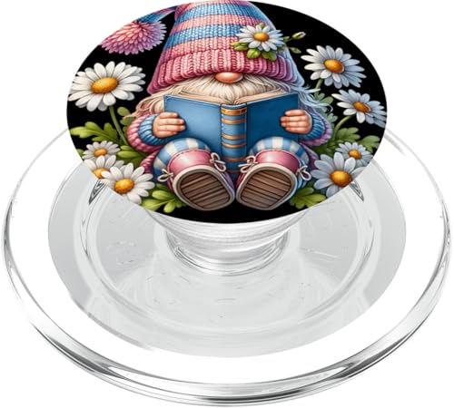 Reading Book Gnome Graphic For Bookworm And Flower Lover PopSockets PopGrip für MagSafe von Floral Daisy Flower Gifts With Funny Spring Gnomes