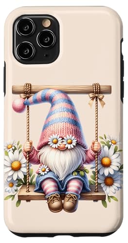 Spring Gnome Sitting On Outdoor Swing Cute Daisy Flower Hülle für iPhone 11 Pro von Floral Daisy Flower Gifts With Funny Spring Gnomes