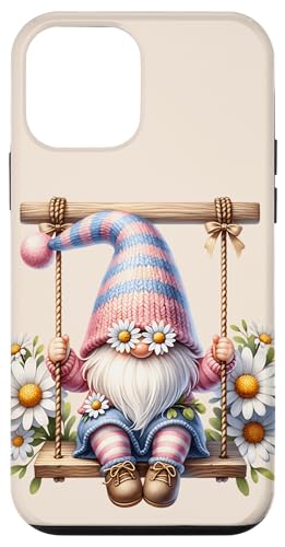 Spring Gnome Sitting On Outdoor Swing Cute Daisy Flower Hülle für iPhone 12 mini von Floral Daisy Flower Gifts With Funny Spring Gnomes