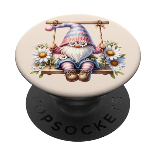 Spring Gnome Sitting On Outdoor Swing Cute Daisy Flower PopSockets Klebender PopGrip Spring Gnome Sitting On Outdoor Swing Cute Daisy Flower PopSockets Klebender PopGrip von Floral Daisy Flower Gifts With Funny Spring Gnomes