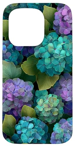 Hortensie Natur Bunte Blume Blau Rosa Hülle für iPhone 15 Pro von Floral Designs by Dennex