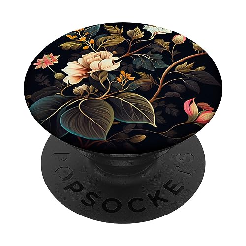 Floral Merch Blumenmuster PopSockets Klebender PopGrip für Smartphones ohne kabellose Aufladung, Schwarz Floral Merch Blumenmuster PopSockets Klebender PopGrip für Smartphones ohne kabellose Aufladung, Schwarz von Floral Merch