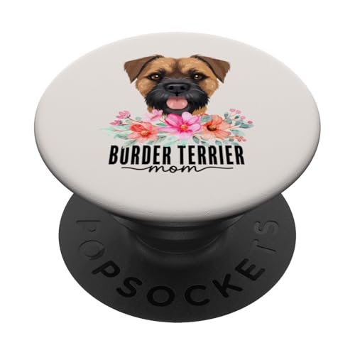 Border Terrier with Flowers Dog Mom Cute Pet Owner Lover PopSockets Klebender PopGrip von Floral Paws & Breeds Decor