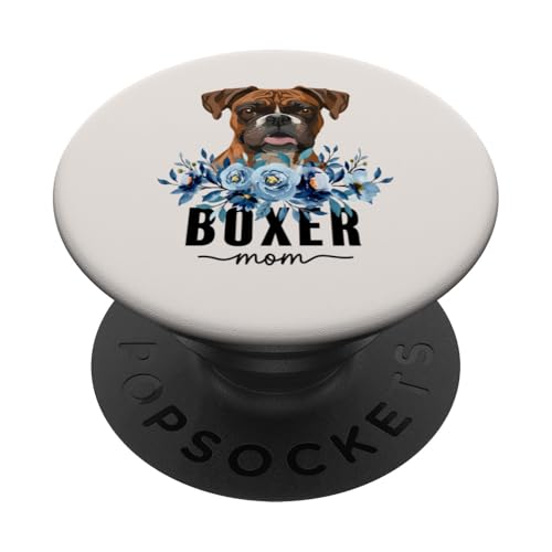 Boxer with Flowers Dog Mom Cute Pet Owner Lover PopSockets Klebender PopGrip von Floral Paws & Breeds Decor