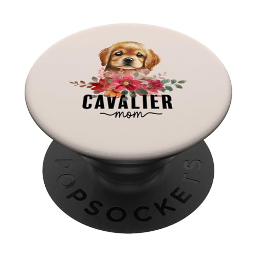 Cavalier King Charles Spaniel with Flowers Dog Mom Pet Owner PopSockets Klebender PopGrip von Floral Paws & Breeds Decor