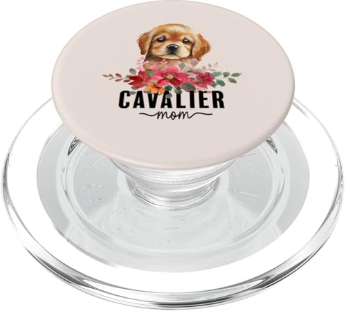 Cavalier King Charles Spaniel with Flowers Dog Mom Pet Owner PopSockets PopGrip für MagSafe von Floral Paws & Breeds Decor