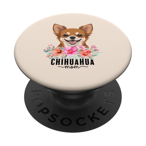 Chihuahua with Flowers Dog Mom Cute Pet Owner Lover PopSockets Klebender PopGrip von Floral Paws & Breeds Decor