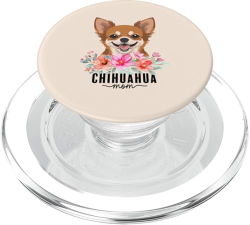 Chihuahua with Flowers Dog Mom Cute Pet Owner Lover PopSockets PopGrip für MagSafe von Floral Paws & Breeds Decor