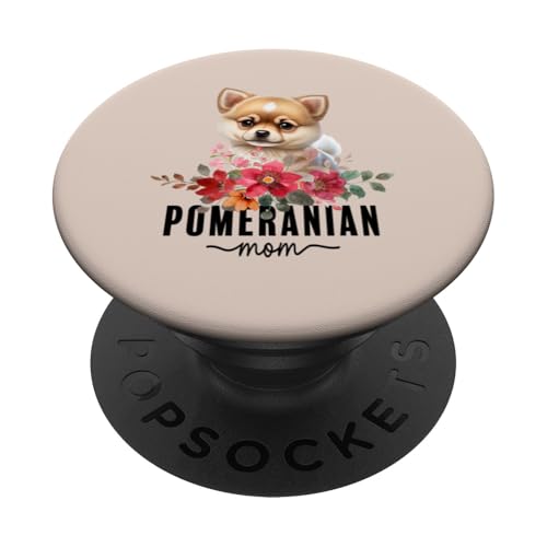 Pomeranian with Flowers Dog Mom Cute Pet Owner Lover PopSockets Klebender PopGrip von Floral Paws & Breeds Decor