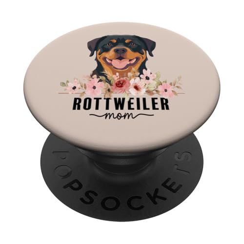 Rottweiler with Flowers Dog Mom Cute Pet Owner Lover PopSockets Klebender PopGrip von Floral Paws & Breeds Decor