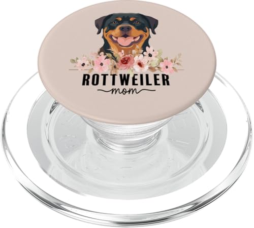 Rottweiler with Flowers Dog Mom Cute Pet Owner Lover PopSockets PopGrip für MagSafe von Floral Paws & Breeds Decor