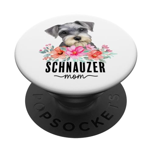 Schnauzer with Flowers Dog Mom Cute Pet Owner Lover PopSockets Klebender PopGrip von Floral Paws & Breeds Decor
