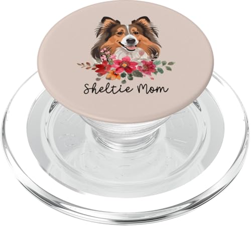 Shetland Sheepdog Sheltie with Flowers Dog Mom Pet Owner PopSockets PopGrip für MagSafe von Floral Paws & Breeds Decor