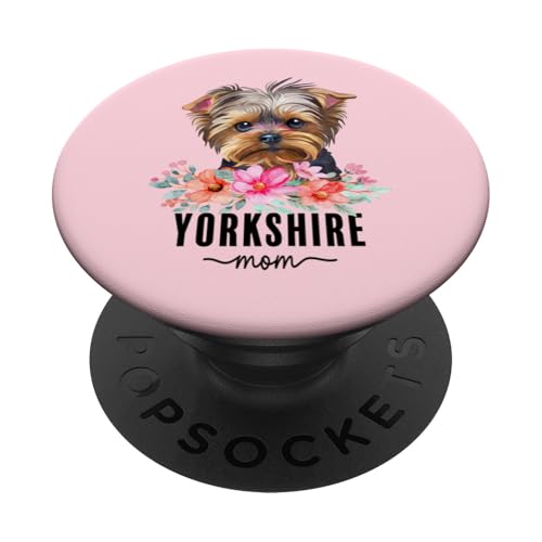 Yorkshire with Flowers Dog Mom Cute Pet Owner Lover PopSockets Klebender PopGrip von Floral Paws & Breeds Decor