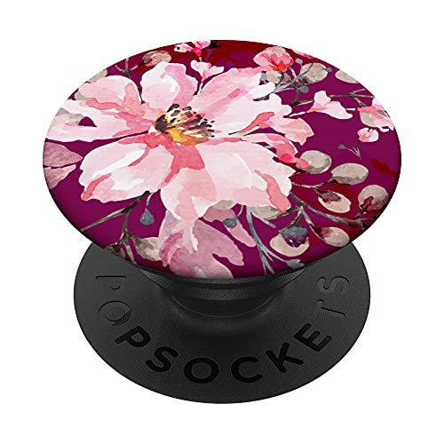 Magenta, Burgunderrot – florales Aquarell-Blumen-Design PopSockets mit austauschbarem PopGrip von Floral Watercolor Flower Designs