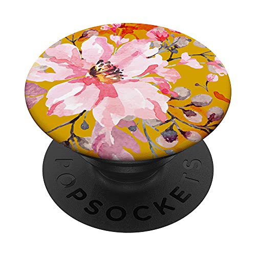 Senfgelb – Blumen-Aquarell-Blumendesign. PopSockets mit austauschbarem PopGrip von Floral Watercolor Flower Designs